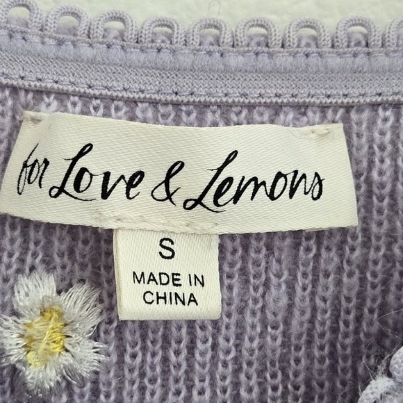 For Love & Lemons embroidered daisy knit crop top Size Small - Picture 5 of 16
